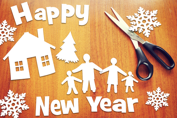 Concept of New Year and happy family